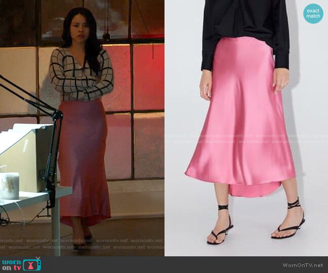 Zara Satin Finish Skirt worn by Mariana Foster (Cierra Ramirez) on Good Trouble
