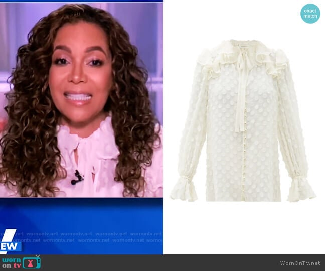 Zimmermann Polka-dot Flounced-georgette Blouse worn by Sunny Hostin on The View