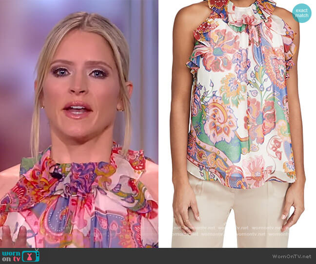 Zimmermann The Lovestruck Floral Chiffon Tank worn by Sara Haines on The View