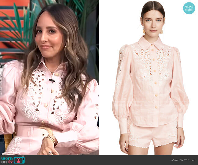 Zimmermann Freja Embroidered Top worn by Lilliana Vazquez on E! News