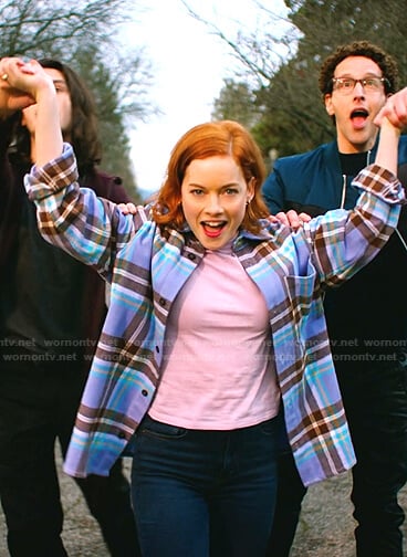 Zoey’s purple plaid oversized shirt on Zoeys Extraordinary Playlist