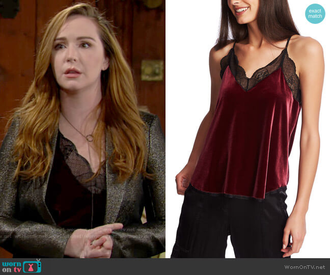 1.State Velvet Lace-Trim Camisole worn by Mariah Copeland (Camryn Grimes) on The Young and the Restless