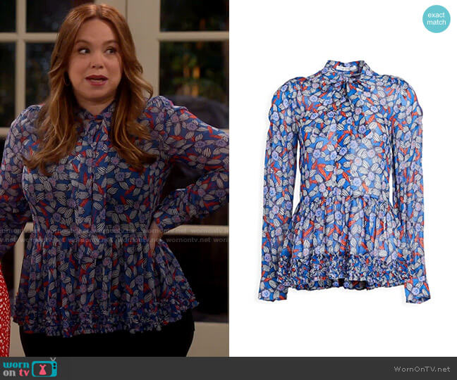 Derek Lam 10 Crosby Ailani Ruffle Hem Blouse worn by Kristin Baxter (Amanda Fuller) on Last Man Standing