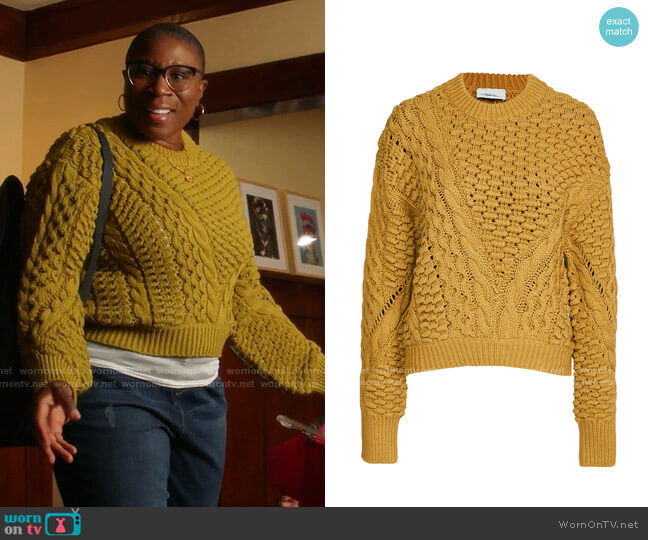 3.1 Phillip Lim Long Sleeve Crew Neck Cable Pullover worn by Henrietta Wilson (Aisha Hinds) on 9-1-1
