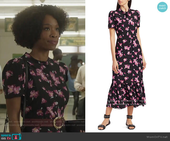 A.L.C. Dylan Floral Short-Sleeve Flounce Dress worn by Grace James (Karimah Westbrook) on All American