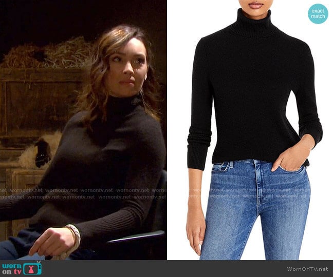 AQUA Cashmere Cashmere Turtleneck Sweater worn by Gwen Rizczech (Emily O'Brien) on Days of our Lives