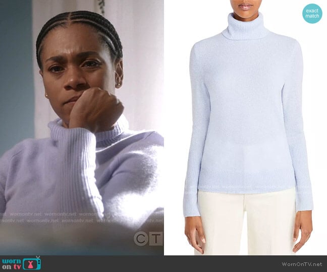 Aqua Cashmere Cashmere Turtleneck Sweater worn by Maggie Pierce (Kelly McCreary) on Greys Anatomy