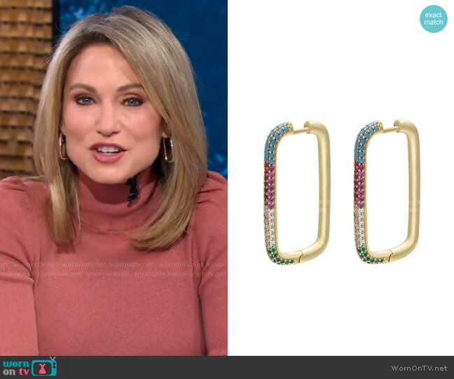 Accessory Concierge Posh Rectangular Hoops worn by Amy Robach on Good Morning America