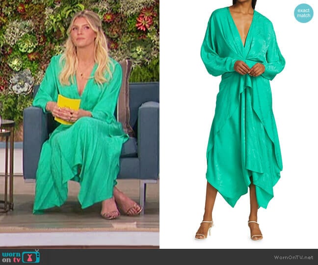 Acler Stanley Satin Midi Dress worn by Amanda Kloots on The Talk