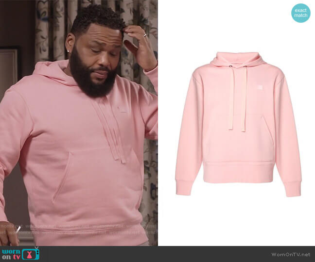 Acne Studios Ferris Appliquéd Fleece-Back Cotton-Jersey Hoodie worn by Andre Johnson (Anthony Anderson) on Black-ish