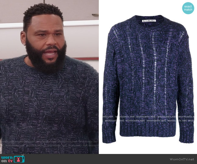 Acne Studios Navy Lilac Sweater worn by Andre Johnson (Anthony Anderson) on Black-ish