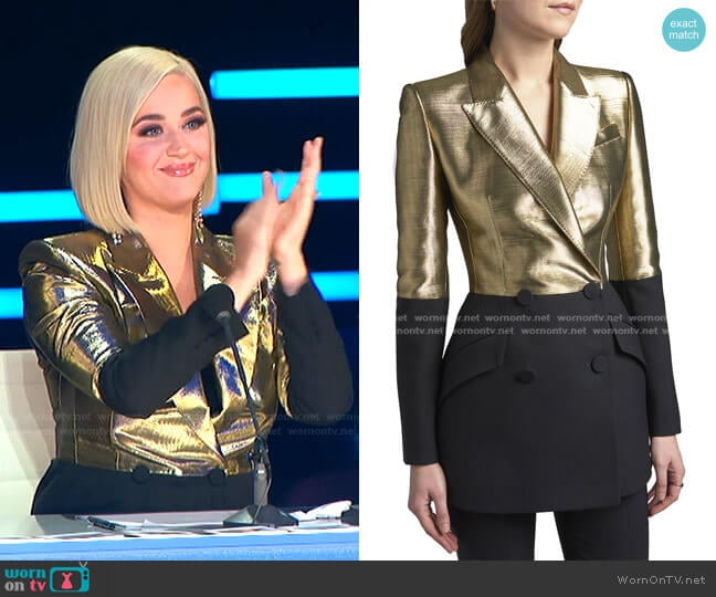 Alexander McQueen Bicolor Double-Breasted Blazer worn by Katy Perry on American Idol