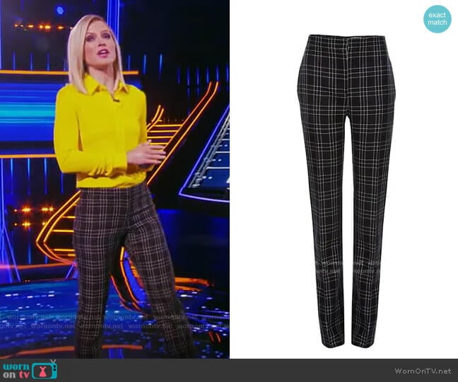 Alexander McQueen High Waisted Virgin Wool Check Pants worn by Sara Haines on The Chase