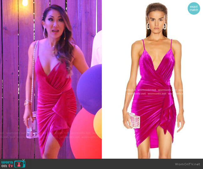 Alexandre Vauthier Sleeveless Ruched Velvet Mini Dress worn by Tiffany Moon on The Real Housewives of Dallas