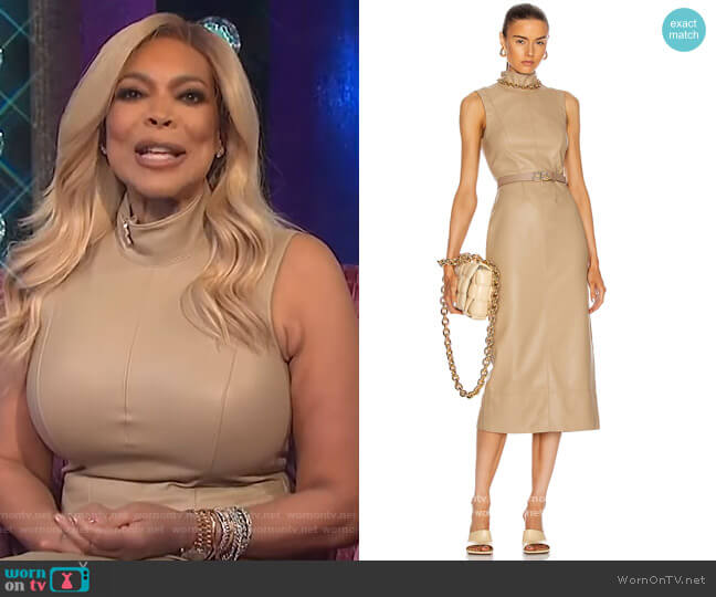 Alexis Farrah Vegan Leather Dress worn by Wendy Williams on The Wendy Williams Show