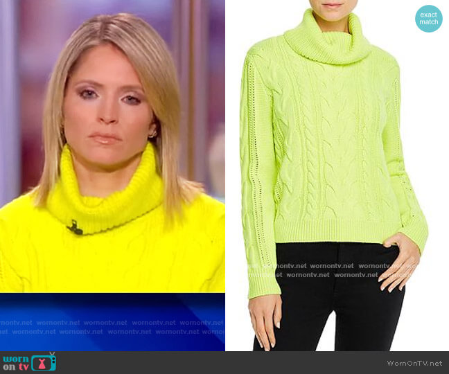 Alice + Olivia Mayme Cable-Knit Cowl-Neck Sweater worn by Sara Haines on The View
