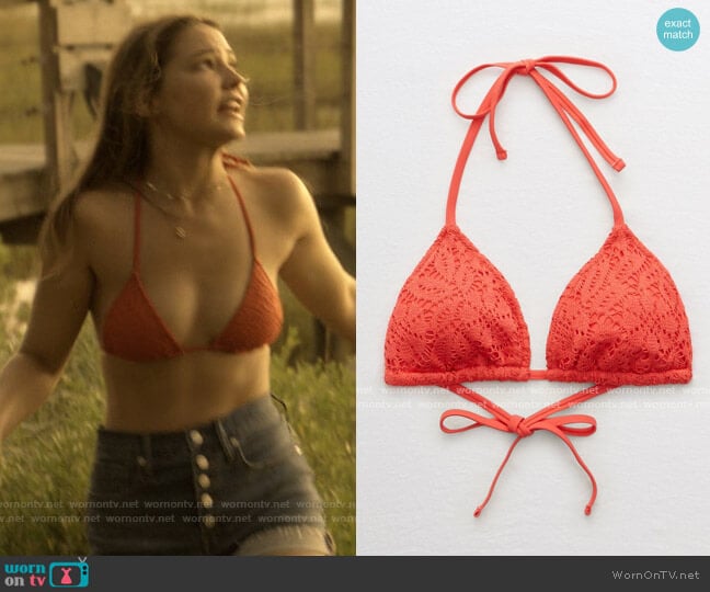 American Eagle Crochet Triangle Bikini Top worn by Sarah Cameron (Madelyn Cline) on Outer Banks