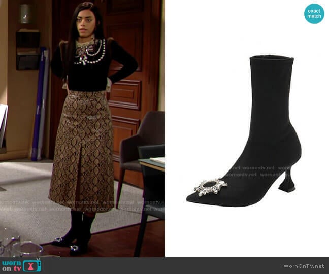Amina Muaddi Begum Sock Boots worn by Zoe (Kiara Barnes) on The Bold and the Beautiful