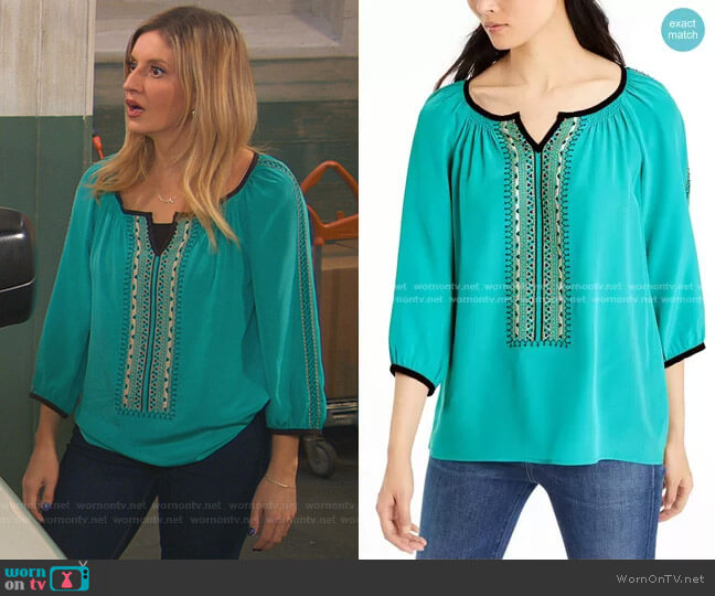 Nanette Lepore Beaded Blouse worn by Chelsea Grayson (Anneliese van der Pol) on Ravens Home