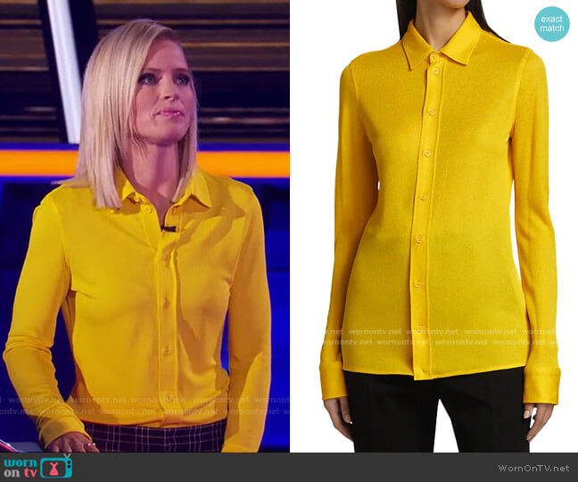 Bottega Veneta Gridded Long-Sleeve Shirt worn by Sara Haines on The Chase