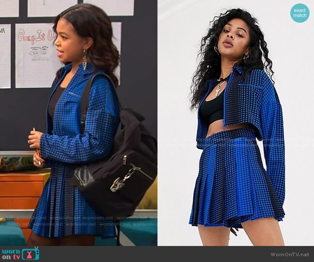 Collusion Grid Check Pleated Mini Skirt worn by Nia Baxter (Navia Robinson) on Ravens Home