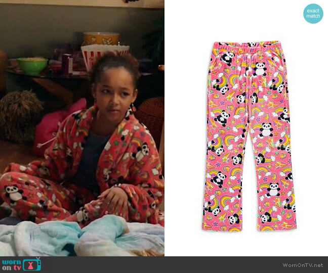 Candy Pink Rainbow Panda Fleece Pajama Pants - Big Kid worn by Bridget Williams (Dannah Lane) on Kenan