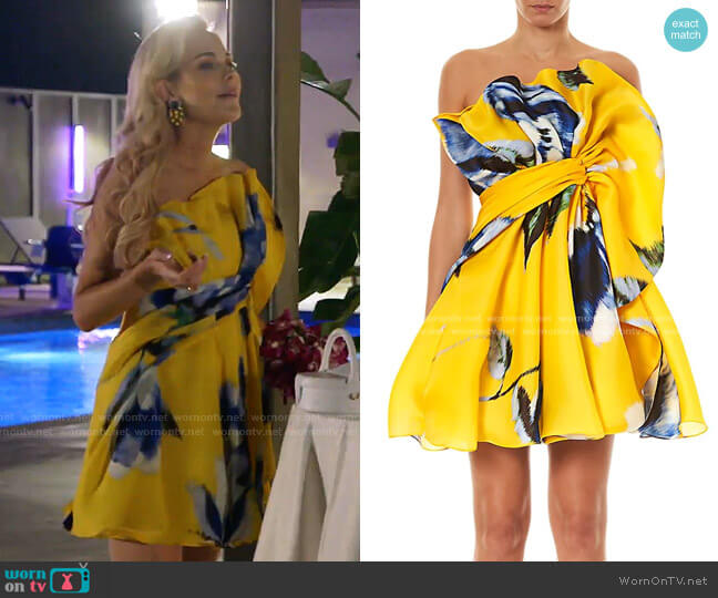 Carolina Herrera Ruffle Silk Mini Dress worn by Kameron Westcott on The Real Housewives of Dallas