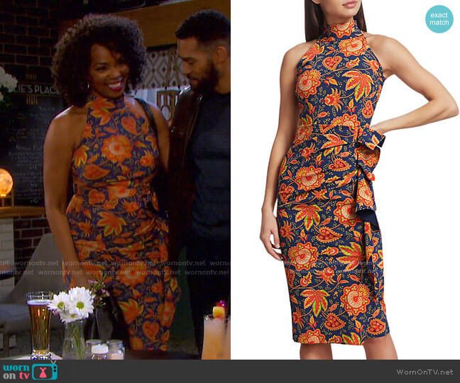 Chiara Boni La Petite Robe Amenadiel Printed Halter Dress worn by Valerie Grant (Vanessa Williams) on Days of our Lives