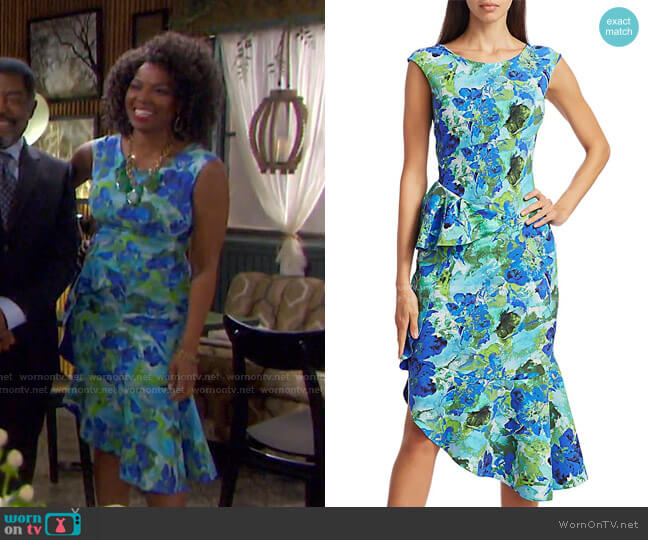 Chiara Boni La Petite Robe Dilone Floral Ruffle Dress worn by Valerie Grant (Vanessa Williams) on Days of our Lives