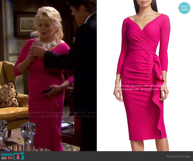 Chiara Boni La Petite Robe Flormali Ruffle Midi Dress worn by Bonnie Lockhart (Judi Evans) on Days of our Lives