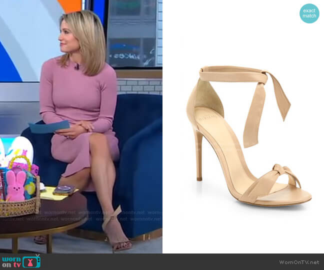 Alexandre Birman Clarita Bow Leather Sandals worn by Amy Robach on Good Morning America