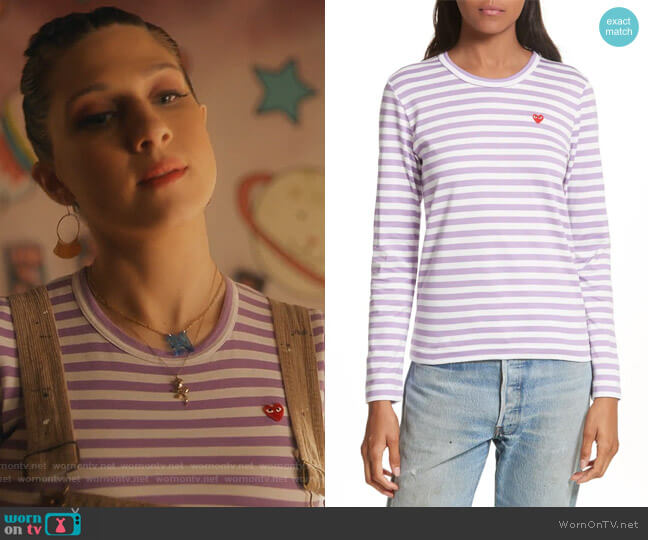 Comme des Gargons PLAY Stripe Long Sleeve T-Shirt worn by Nomi Segal (Emily Arlook) on Grown-ish