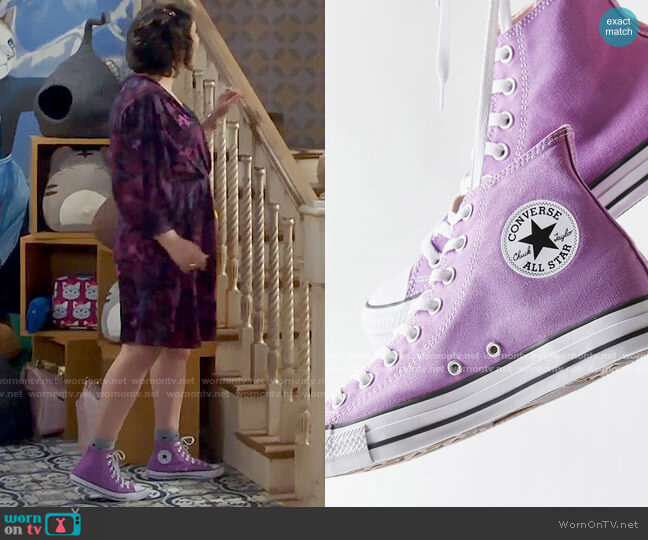 Converse Chuck Taylor All Star Color High Top Sneaker in Purple worn by Kat Silver (Mayim Bialik) on Call Me Kat