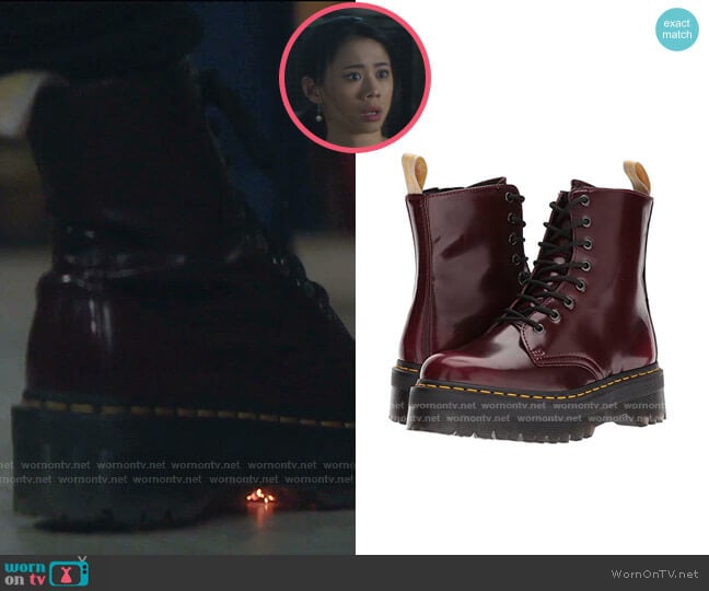Dr. Martens Vegan Jadon II 8-Eye Boot worn by George Fan (Leah Lewis) on Nancy Drew