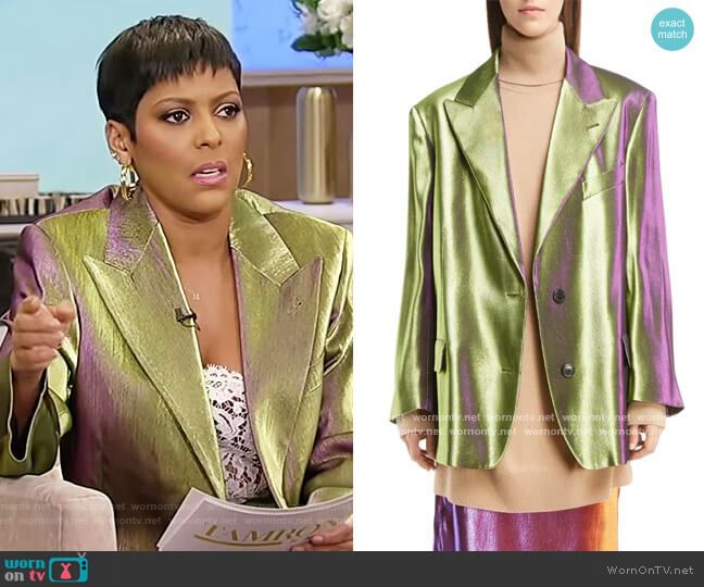 Dries Van Noten Two-Tone Lame Blazer worn by Tamron Hall on Tamron Hall Show