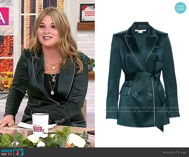 Veronica Beard Eiza Belted Satin Jacket worn by Jenna Bush Hager on Today