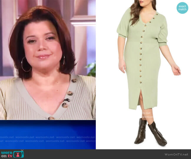 Eloquii Ribbed Dress with Button Detail worn by Ana Navarro on The View