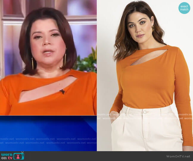 Eloquii Long Sleeve Cutout Tee worn by Ana Navarro on The View