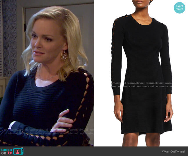 Emporio Armani Rib-Knit Cutout-Sleeve Dress worn by Belle Brady (Martha Madison) on Days of our Lives
