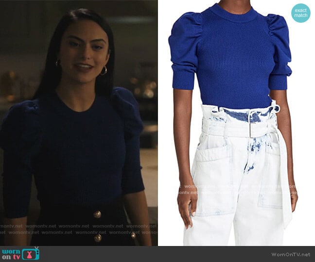 En Saison Puff Sleeve Sweater Top worn by Veronica Lodge (Camila Mendes) on Riverdale