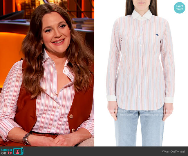 Etro Etro Striped Shirt worn by Drew Barrymore on The Drew Barrymore Show
