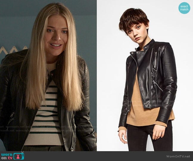 Zara Faux Leather Biker Jacket worn by Tami Tamietti (Kate Miner) on Shameless