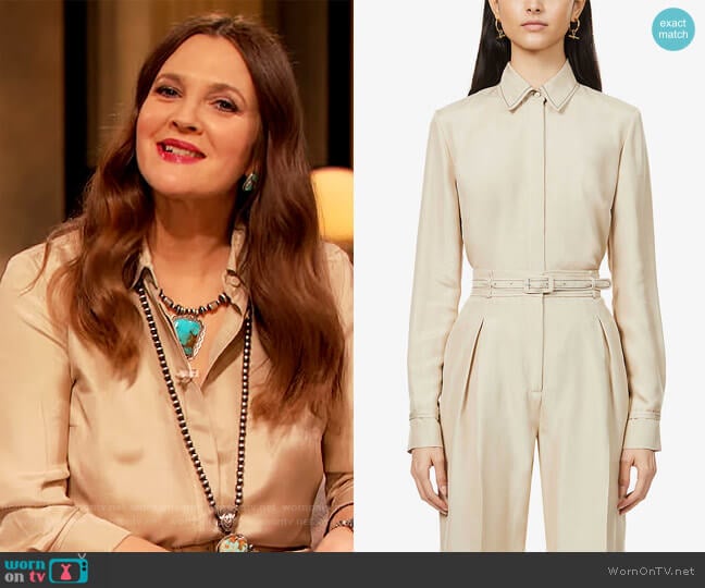 Gabriela Hearst Cruz Shirt worn by Drew Barrymore on The Drew Barrymore Show