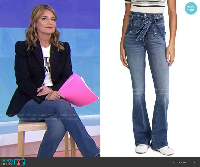 Veronica Beard Giselle High-Rise Skinny Flare Jean worn by Savannah Guthrie on Today
