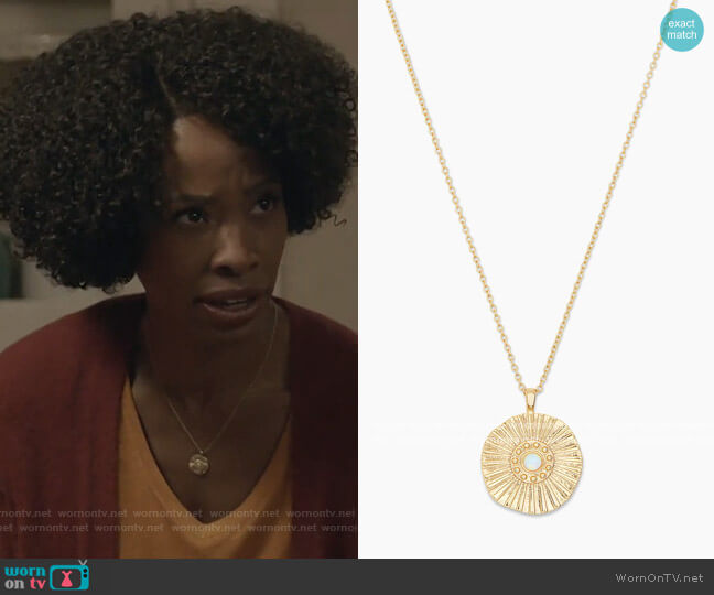 Gorjana Sunburst Coin Necklace worn by Grace James (Karimah Westbrook) on All American