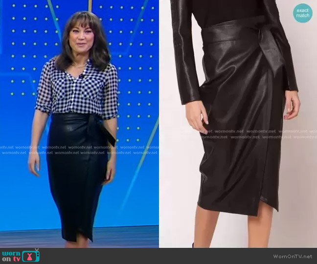Gracia Leather Wrap Skirt worn by Ginger Zee on Good Morning America