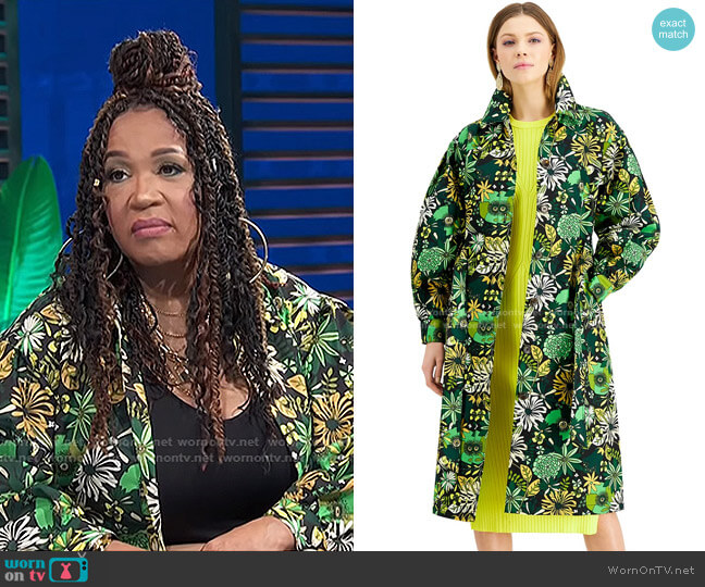 INC International Concepts Floral-Print Twill Trench Coat worn by Kym Whitley on E! News