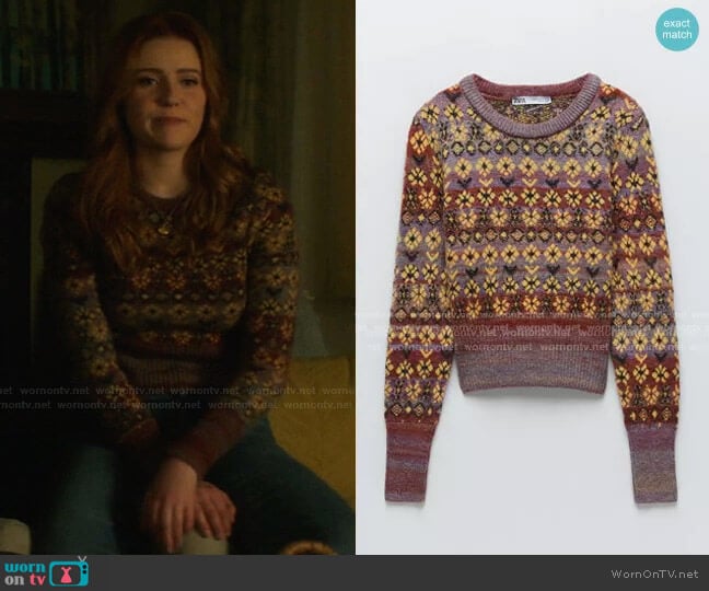 Zara Jacquard Knit Sweater worn by Nancy Drew (Kennedy McMann) on Nancy Drew