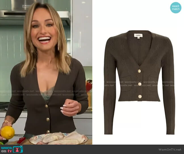 L'Agence Jamie Cropped Rib Knit Cardigan