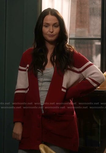 Jo’s red and white striped cardigan on Greys Anatomy